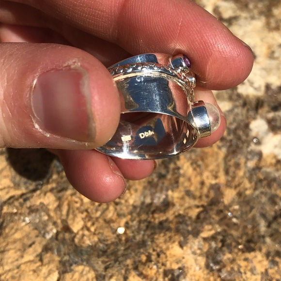 Sterling Silver DbM Kensington Moonstone and Amethyst Spinner Ring - Picture 3 of 4